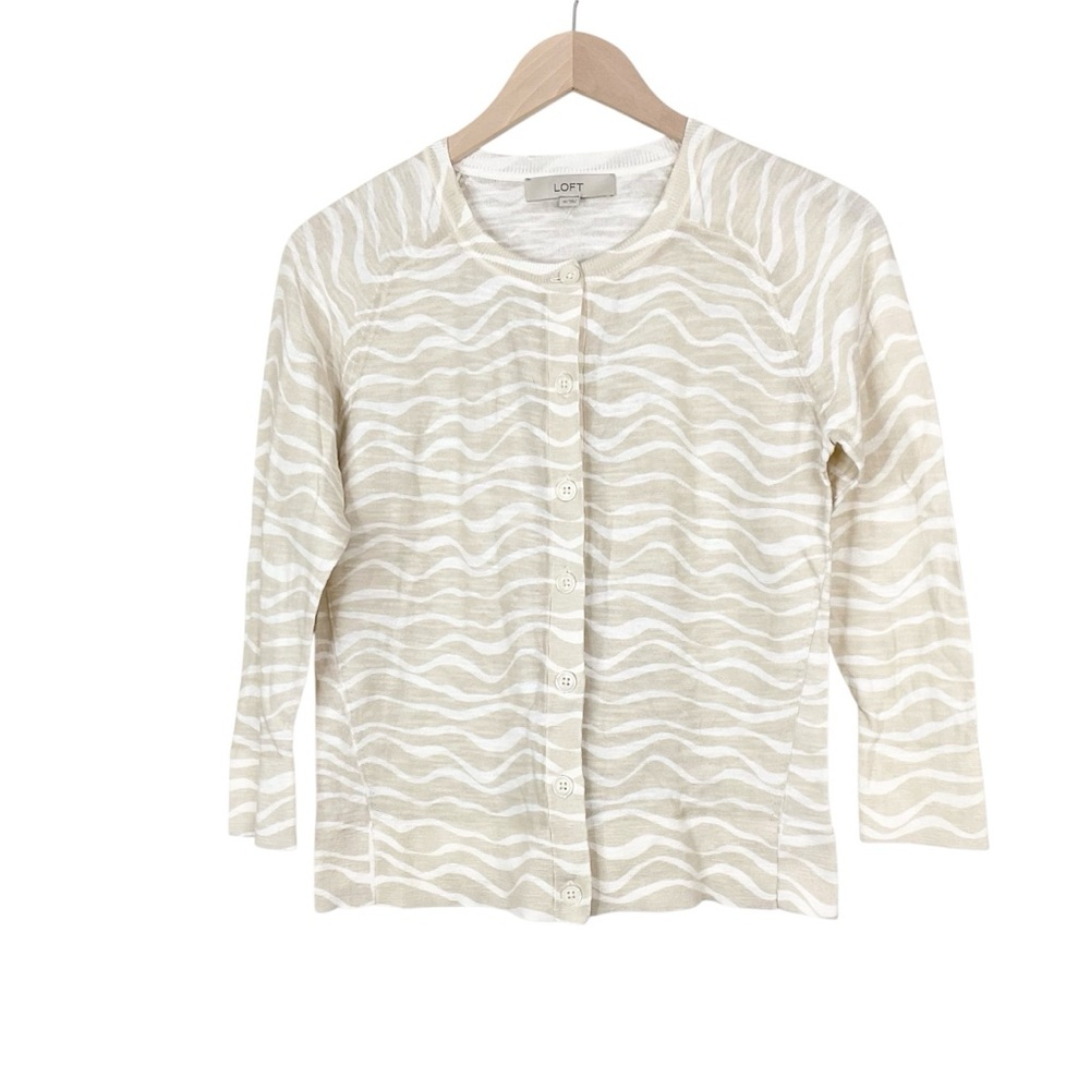 Loft Beige Button Front Cardigan Size XS
